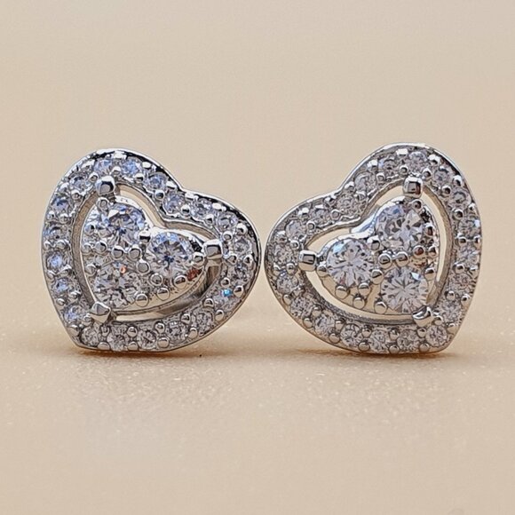Jewelry - 💎 Hollow Heart Shiny CZ Filled Heart Earrings for Women, INDN8602